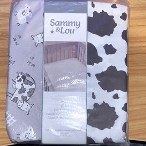 Fitted Crib Sheets - Cow Print and White